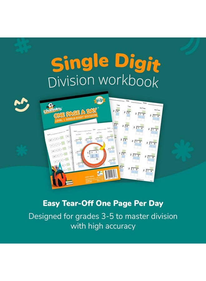 Channie's Channie’s One Page A Day Single Digit Level 1 Beginner Visual Division Workbooks for Easy Teaching & Learning Grade 3-5 Size 8.5” x 11” Summer School, Summer Bridge - Image 2