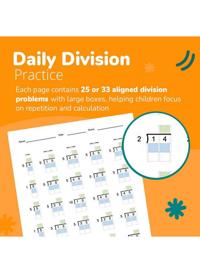 Channie's Channie’s One Page A Day Single Digit Level 1 Beginner Visual Division Workbooks for Easy Teaching & Learning Grade 3-5 Size 8.5” x 11” Summer School, Summer Bridge - Image 3