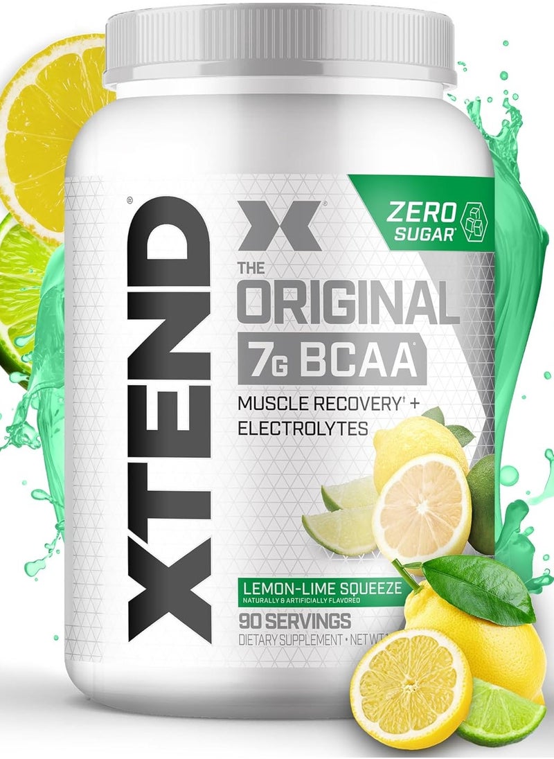 SCIVATION XTEND Original BCAA Powder Lemon Lime Squeeze | Sugar Free Post Workout Muscle Recovery Drink with Amino Acids | 7g BCAAs for Men & Women | 90 Servings 