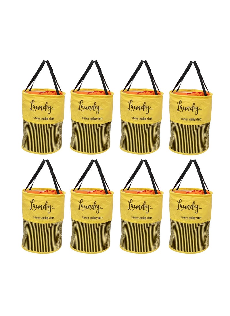 Perpetual Perpetual Cloth Basket For Laundry - Waterproof Non Woven Cloth Bag For Storage Clothes, Flodable Laundry Basket Bag With Handle 45 Liter Pack Of 8(yellow) 