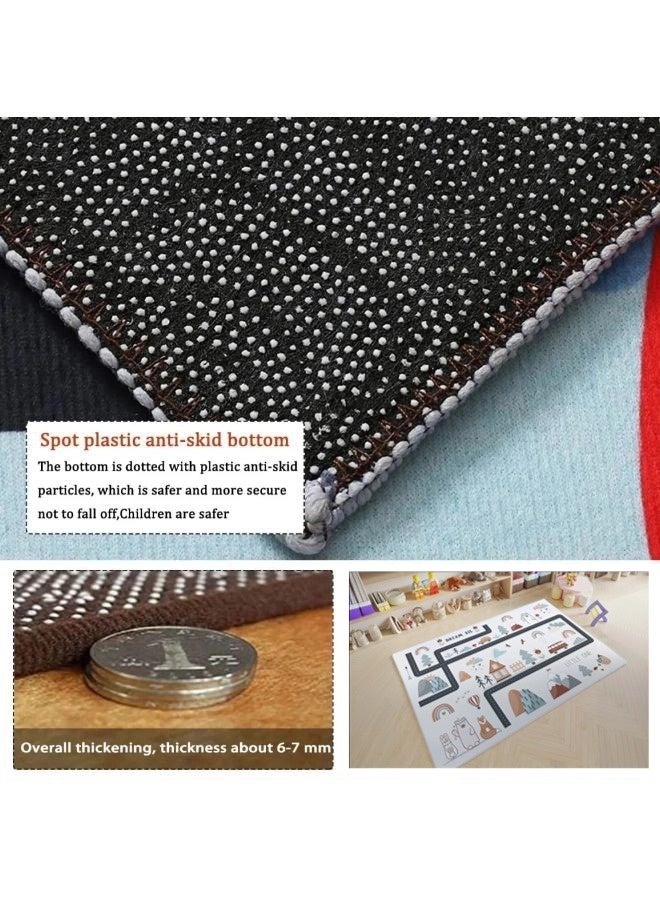 Vixplorn Newborn play mat/children's rug, children's toy car rug, cute children's rug, children's non-slip floor mat, children's playroom/bedroom educational play rug, children's educational and fun rug 80×120 cm - Image 4