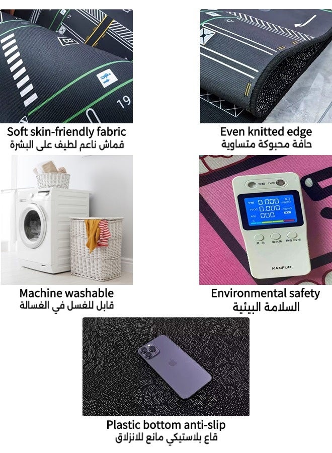 Vixplorn Newborn play mat/children's rug, children's toy car rug, cute children's rug, children's non-slip floor mat, children's playroom/bedroom educational play rug, children's educational and fun rug 80×120 cm - Image 3