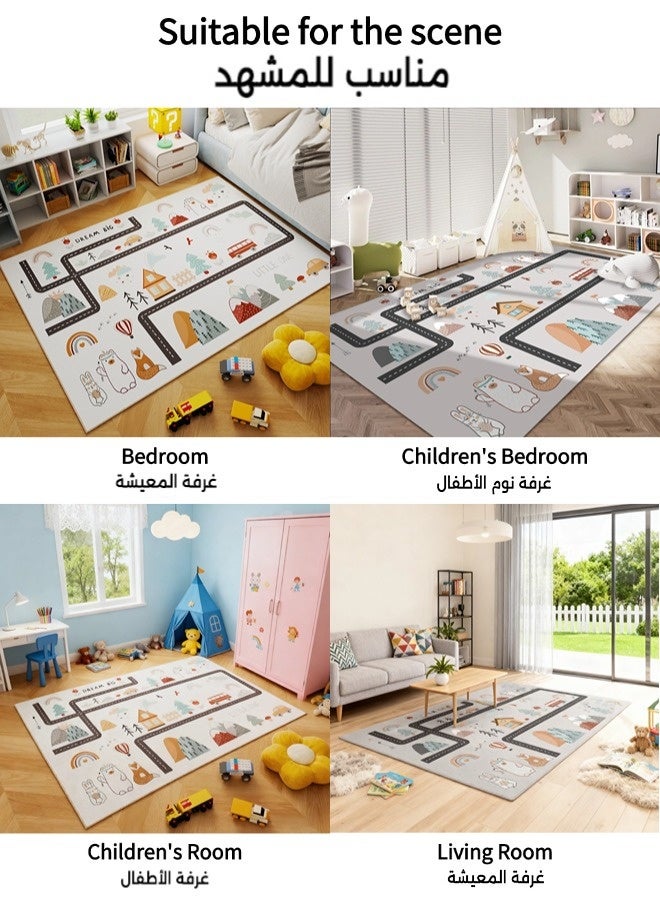Vixplorn Newborn play mat/children's rug, children's toy car rug, cute children's rug, children's non-slip floor mat, children's playroom/bedroom educational play rug, children's educational and fun rug 80×120 cm - Image 5