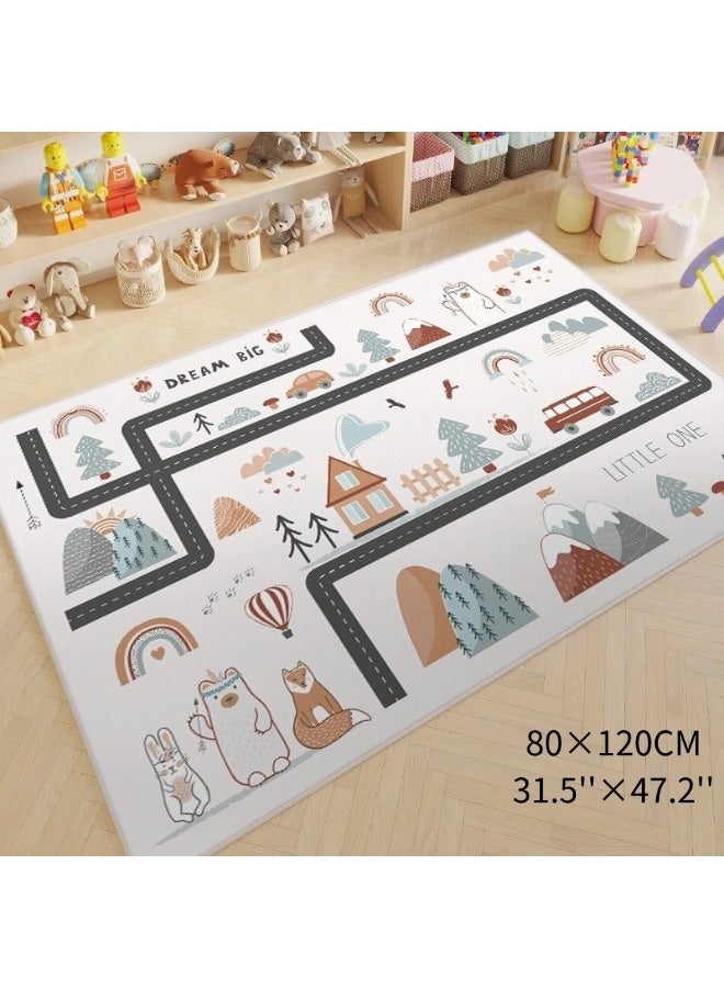 Vixplorn Newborn play mat/children's rug, children's toy car rug, cute children's rug, children's non-slip floor mat, children's playroom/bedroom educational play rug, children's educational and fun rug 80×120 cm - Image 2