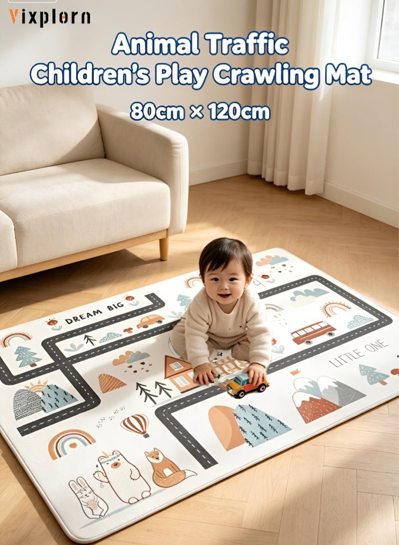 Vixplorn Newborn Play Mat, Children'S Toy Car Rug, Cute Children'S Rug, Children'S Non-Slip Floor Mat, Children'S Playroom/Bedroom Educational Play Rug, Children'S Educational And Fun Rug 80×120 Cm - Image 1