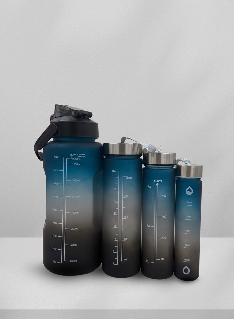 Generic Silicone Gradient Water Bottle Set (Pack of 4) with Phone Holder Function & Sip Lids - Image 1