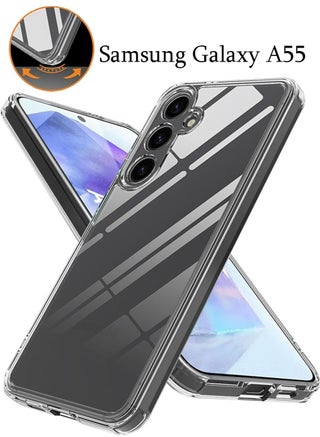 Clear Phone Case for Samsung Galaxy A-55 5G, Flexible TPU frame and PC Back Protective Slim Phone Cover, Anti-Fingerprints - pzsku/Z401F0633C5F3444A1B69Z/45/_/1714354867/5448d53c-4b91-4e82-9d86-e36e5c449661