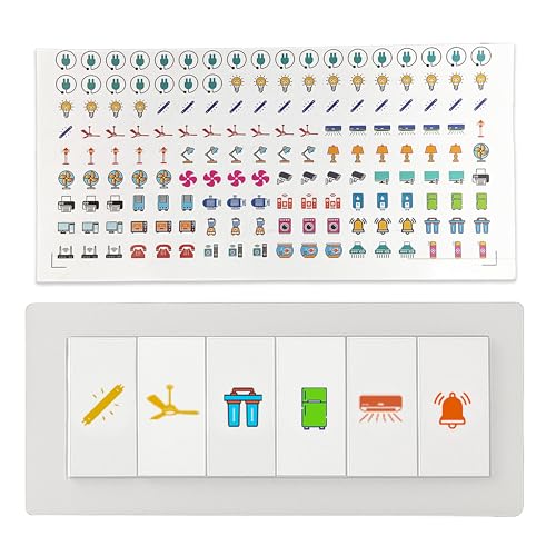 SWAGSTATION Colorful Switch Board Stickers | 500+ Precut Labels with 30+ Icons for Home Use | Fan Light AC Fridge Button Sticker Set | Bright & Bold Decorative Stickers for Switch Panel Labeling - Image 1