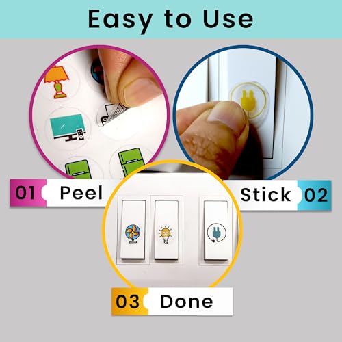 SWAGSTATION Colorful Switch Board Stickers | 500+ Precut Labels with 30+ Icons for Home Use | Fan Light AC Fridge Button Sticker Set | Bright & Bold Decorative Stickers for Switch Panel Labeling - Image 4
