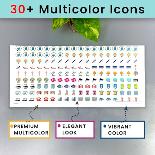 SWAGSTATION Colorful Switch Board Stickers | 500+ Precut Labels with 30+ Icons for Home Use | Fan Light AC Fridge Button Sticker Set | Bright & Bold Decorative Stickers for Switch Panel Labeling - Image 3