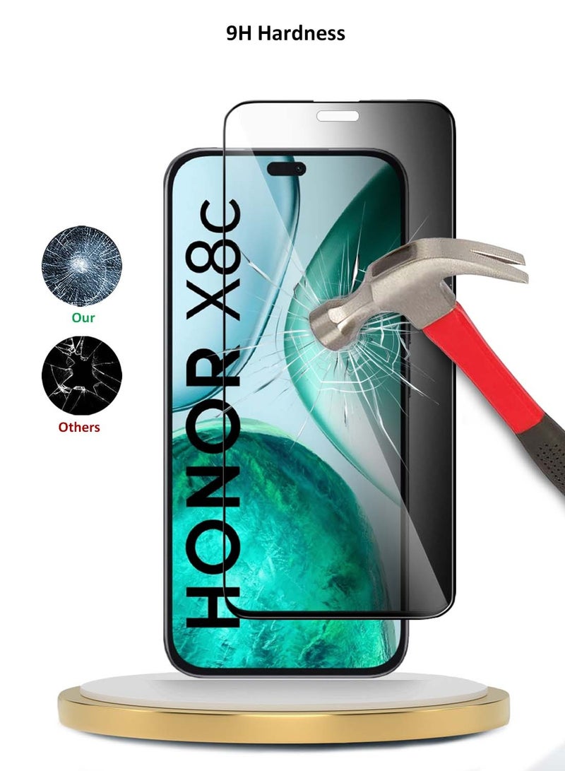 Wtech Honor X8c 4G 2025 Premium E2E Series Privacy Full Glue Full Cover Tempered Glass Screen Protector (MSGECP) - Clear/Black - Image 2