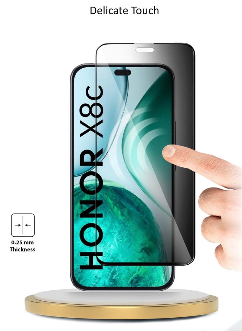 Wtech Honor X8c 4G 2025 Premium E2E Series Privacy Full Glue Full Cover Tempered Glass Screen Protector (MSGECP) - Clear/Black - Image 3