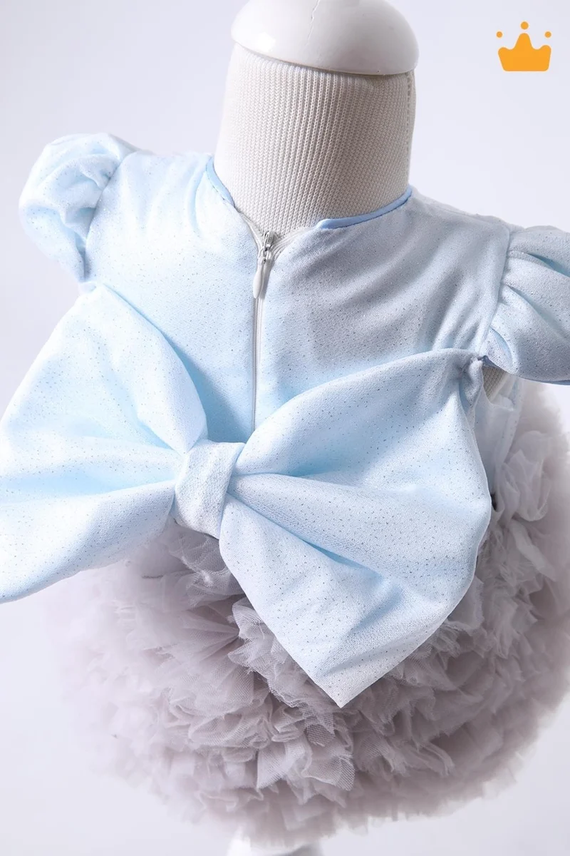 بيبي هولا Babyhola 0-6 Months Tutu Glittering Holiday Baby Dress Blue Gray