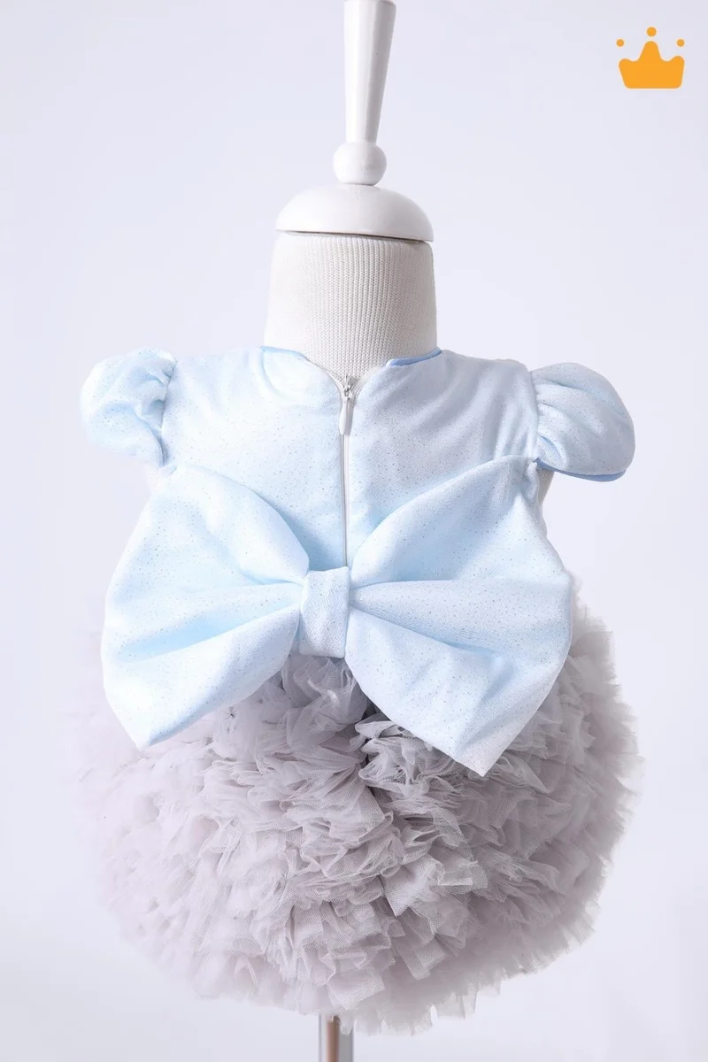 بيبي هولا Babyhola 0-6 Months Tutu Glittering Holiday Baby Dress Blue Gray