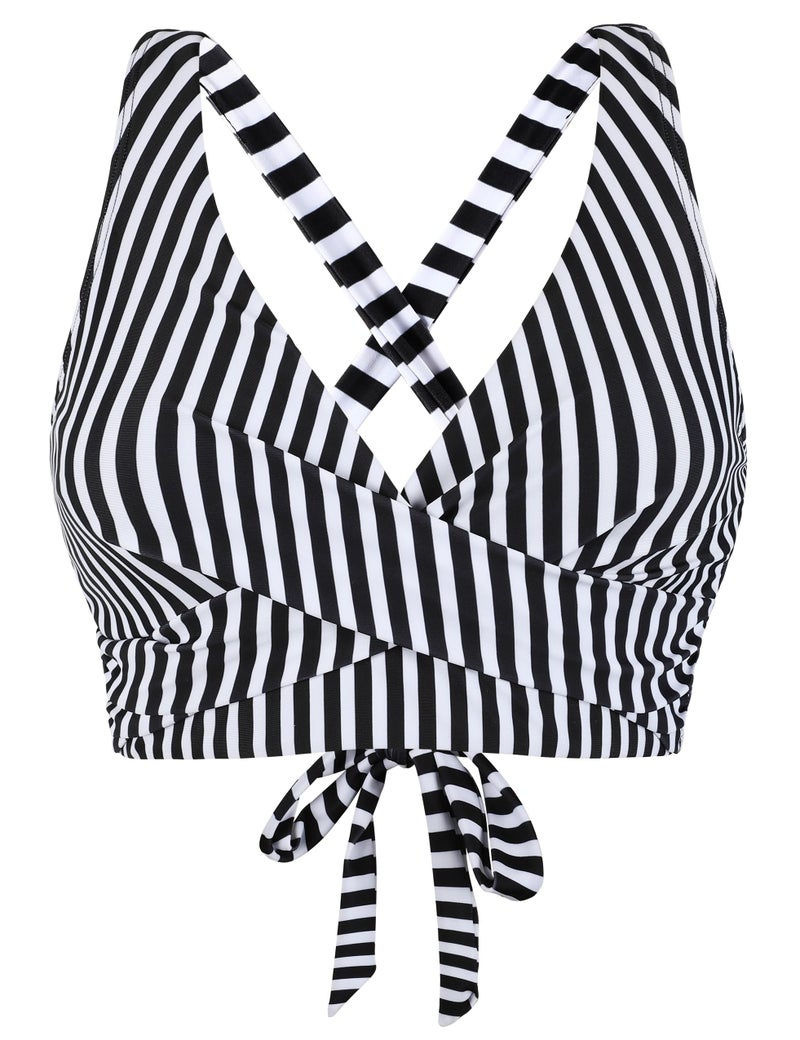 Firpearl Underwire Bikini Tops for Women Criss Cross Bathing Suit Tops Push Up Swimsuit Top Full Coverage Bikini Stripe US8-10 - Image 1