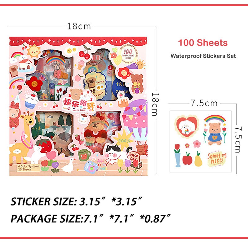 Doraking 100 Sheets Kawaii Sticker Set, Doraking Cute Cartoon Stickers Transparent Decorative Stickers Decal Pack for Phone Cases Laptops Art DIY Crafts Album Bullet Journals Planner Scrapbook - Image 4