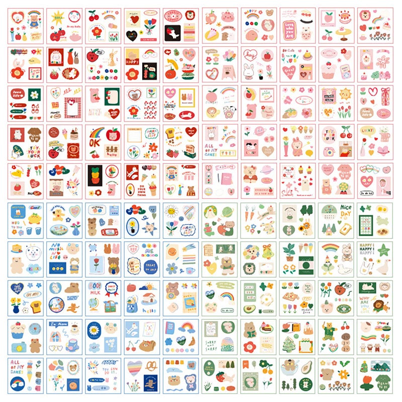 Doraking 100 Sheets Kawaii Sticker Set, Doraking Cute Cartoon Stickers Transparent Decorative Stickers Decal Pack for Phone Cases Laptops Art DIY Crafts Album Bullet Journals Planner Scrapbook - Image 3