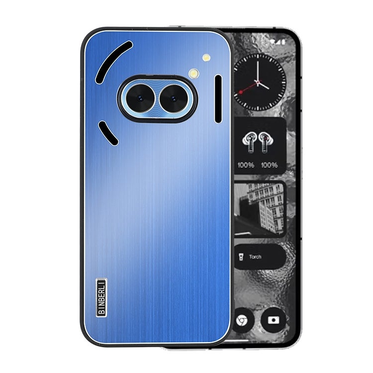 HuHa Protective Cover For Nothing Phone 2a / 2a Plus PC Hybrid Aluminum Alloy Brushed Shockproof Phone Case(Blue) - Image 1