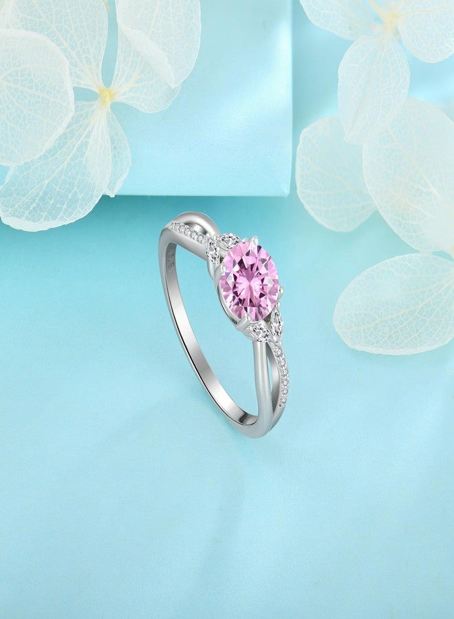 FJ Infinity Promise Ring for Her 925 Sterling Silver 18K White Gold Plated Engagement Wedding Ring Pink Tourmaline October Birthstone Jewelry Rings for Women Size 5 - Image 5