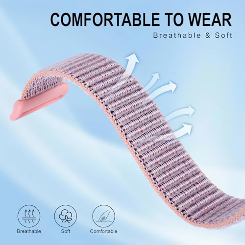 Vigamen Nylon Loop Sport Hume Band Replacement Strap Compatible with Hume Band,Adjustable Soft Wrist Bands for Women Men,Breathable Wristband for Hume Health Band Fitness Tracker,Pink Sand - Image 3