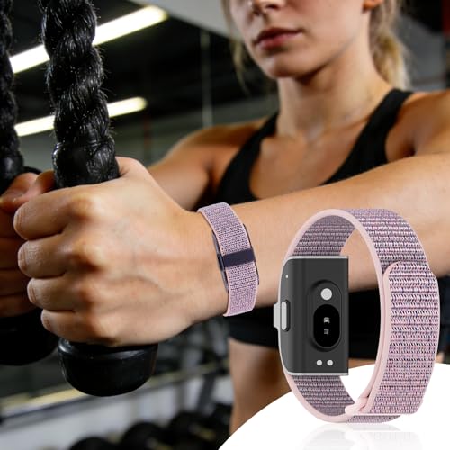 Vigamen Nylon Loop Sport Hume Band Replacement Strap Compatible with Hume Band,Adjustable Soft Wrist Bands for Women Men,Breathable Wristband for Hume Health Band Fitness Tracker,Pink Sand - Image 4