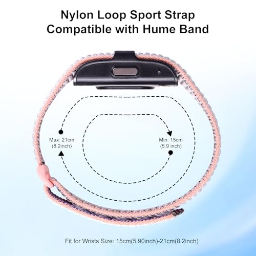Vigamen Nylon Loop Sport Hume Band Replacement Strap Compatible with Hume Band,Adjustable Soft Wrist Bands for Women Men,Breathable Wristband for Hume Health Band Fitness Tracker,Pink Sand - Image 5
