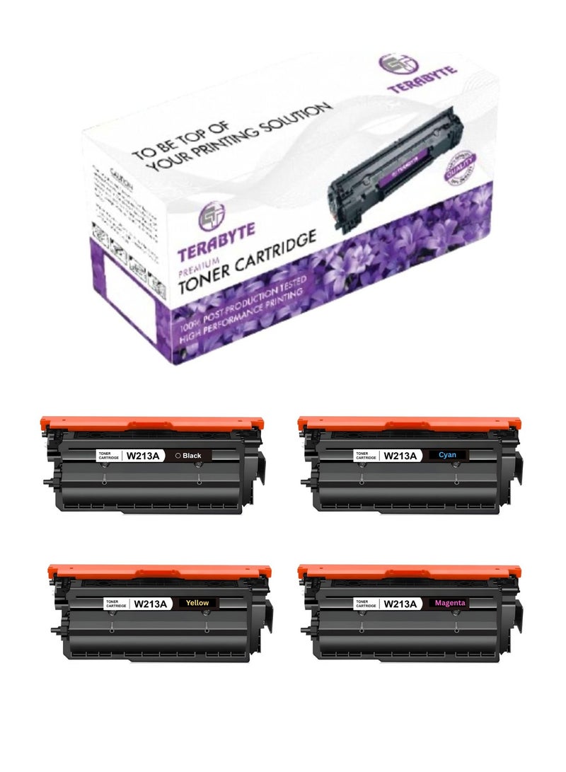 Terabyte خراطيش حبر 213A 4 عبوات مع شريحة متوافقة مع 213A 213X W2130X W2130A بديل لطابعة ليزر ملونة Enterprise 5700dn MFP 5800dn 6700 6701dn MFP 6800 6801dn (B C Y M) - Image 1