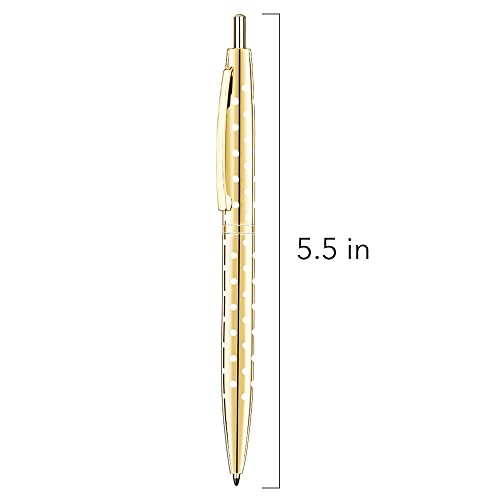 Unibene 6 Pack Cute Dot & Gold Click Ballpoint Pens -1.0mm Medium Point Black Ink with 6 Stainless Steel Refills for Business Office Students Teachers Wedding Christmas - Image 3