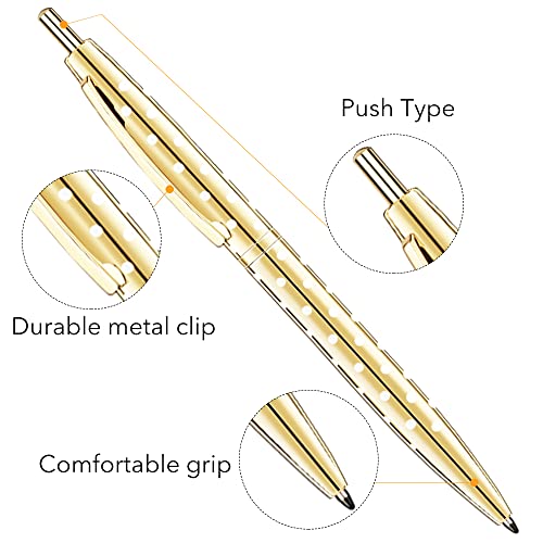 Unibene 6 Pack Cute Dot & Gold Click Ballpoint Pens -1.0mm Medium Point Black Ink with 6 Stainless Steel Refills for Business Office Students Teachers Wedding Christmas - Image 4
