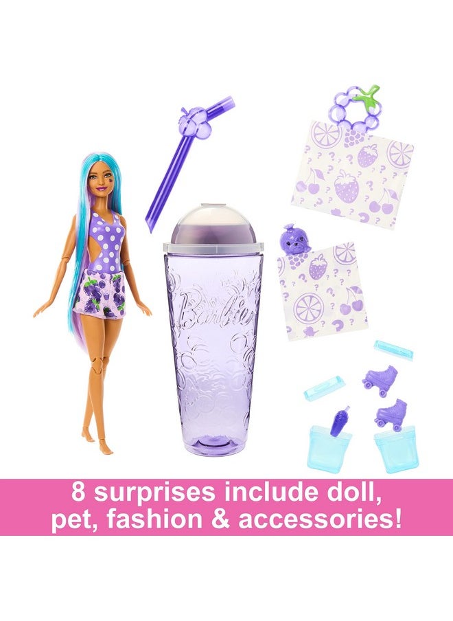 Barbie Pop Reveal Doll & Accessories Grape Fizz Scent With Purple Hair 8 Surprises Include Slime Color Change & Puppy  - Image 4
