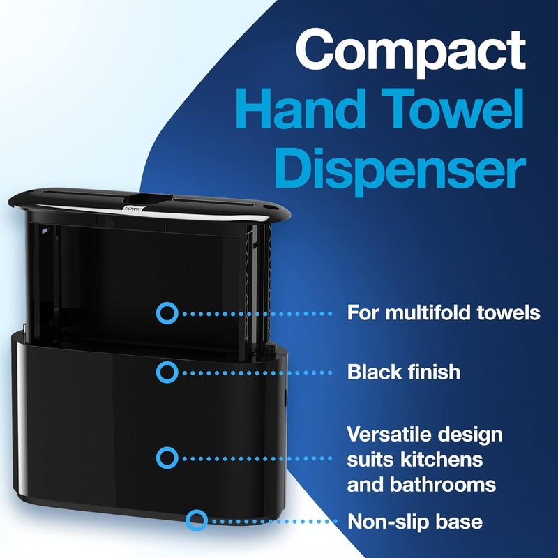 Tork Tork Xpress Paper Towel Dispenser, Black, Single-Dispensing, Compatible with H2 Refills, Space-Saving Design (302028)  - Image 3