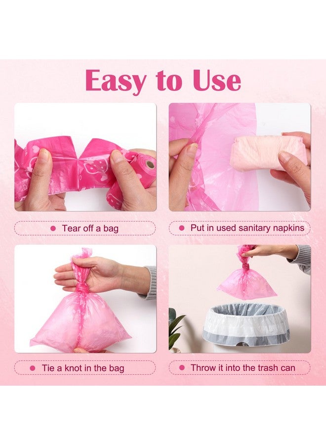 Luxiv 150Pcs Sanitary Napkin Disposal Bags, Luxiv Pink Disposable Sanitary Bag Personal Care Disposal Bags for Tampons Trash Bag, Disposable Mini Bag for Women Privacy Handling Bag Diaper Sack (Pink) - Image 4