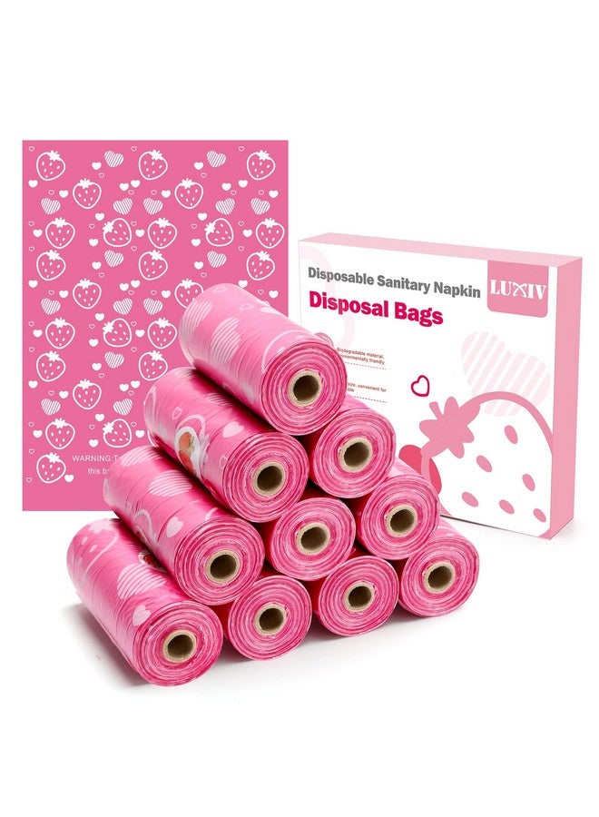Luxiv 150Pcs Sanitary Napkin Disposal Bags, Luxiv Pink Disposable Sanitary Bag Personal Care Disposal Bags for Tampons Trash Bag, Disposable Mini Bag for Women Privacy Handling Bag Diaper Sack (Pink) - Image 1
