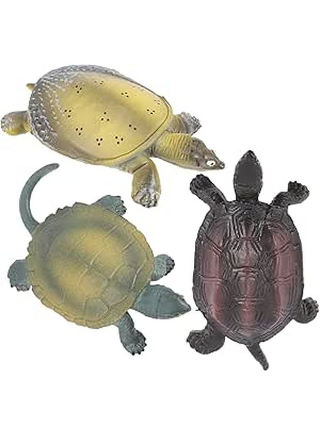 Miniature Turtle Figurines Set Of 3 Realistic Ocean Animal Models Decor For Kids Chinese Grass Turtle - Image 1