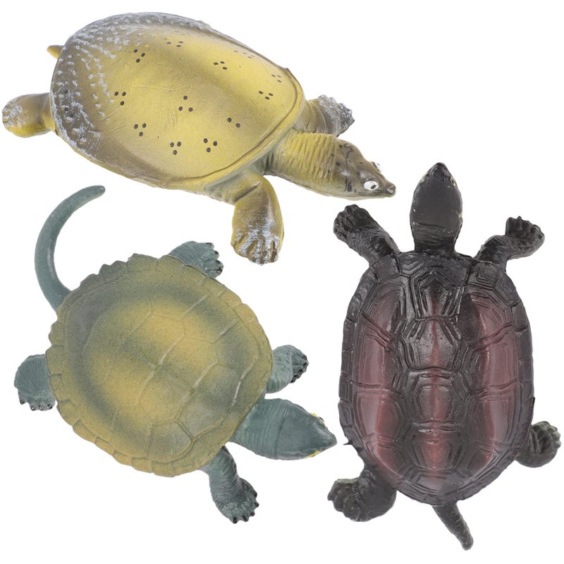 Miniature Turtle Figurines Set Of 3 Realistic Ocean Animal Models Decor For Kids Chinese Grass Turtle - Image 2