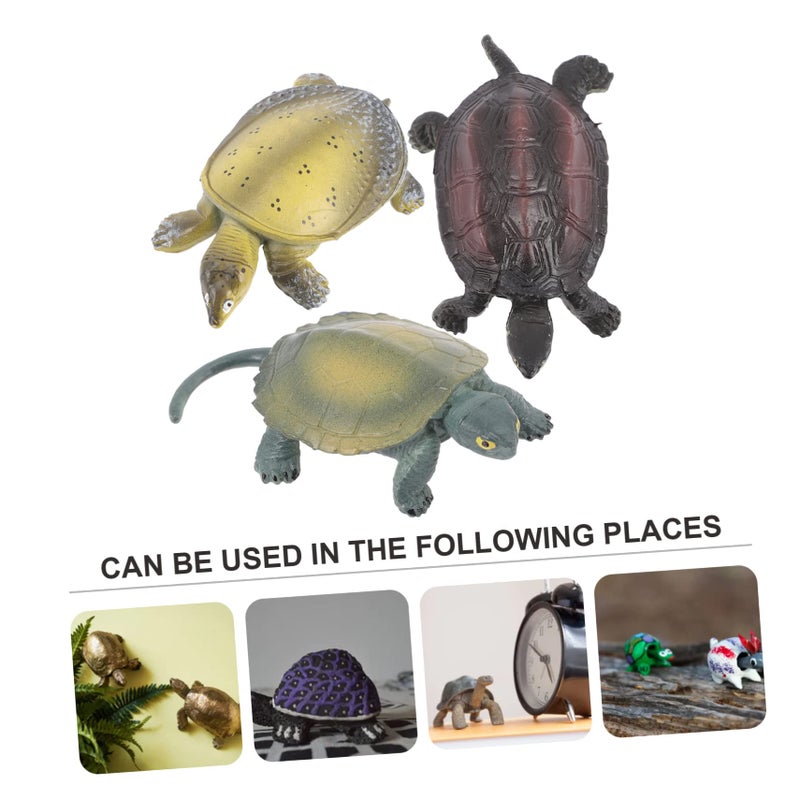 Miniature Turtle Figurines Set Of 3 Realistic Ocean Animal Models Decor For Kids Chinese Grass Turtle - Image 3