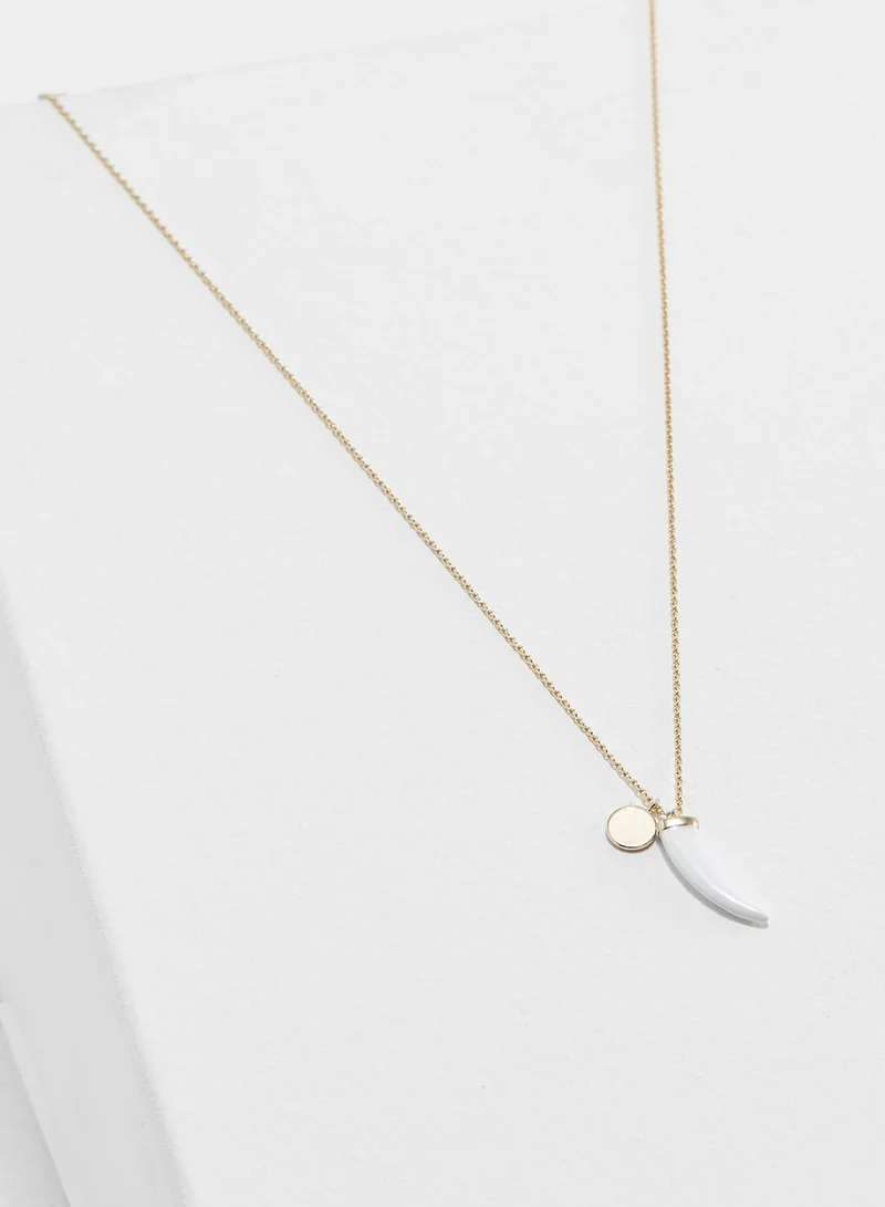 Orelia Enamel Tusk & Coin Necklace