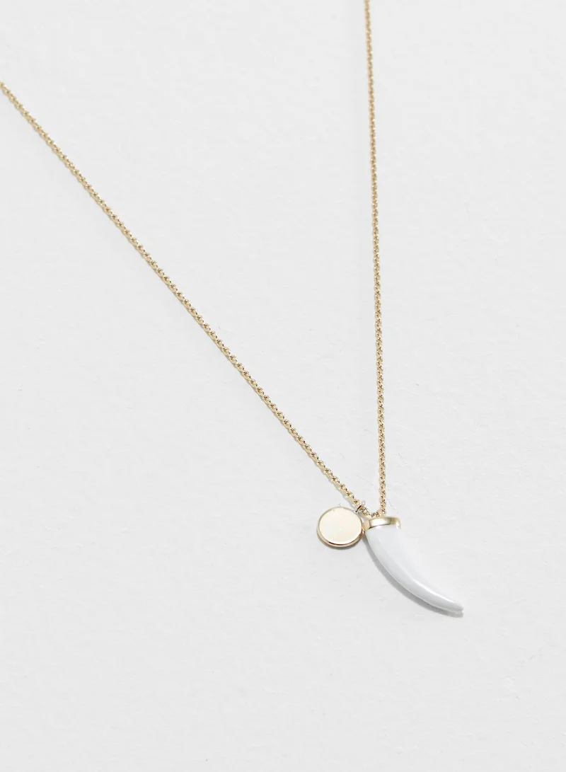 Orelia Enamel Tusk & Coin Necklace