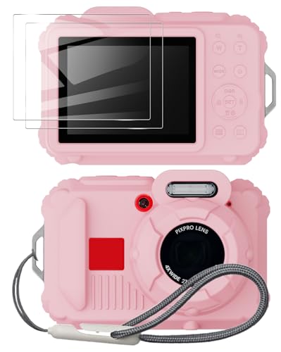 Tedubax Silicone Case for Kodak pixpro wpz2 Digital Camera with 2PCS Screen Protector and Lanyard - Pink - Image 1
