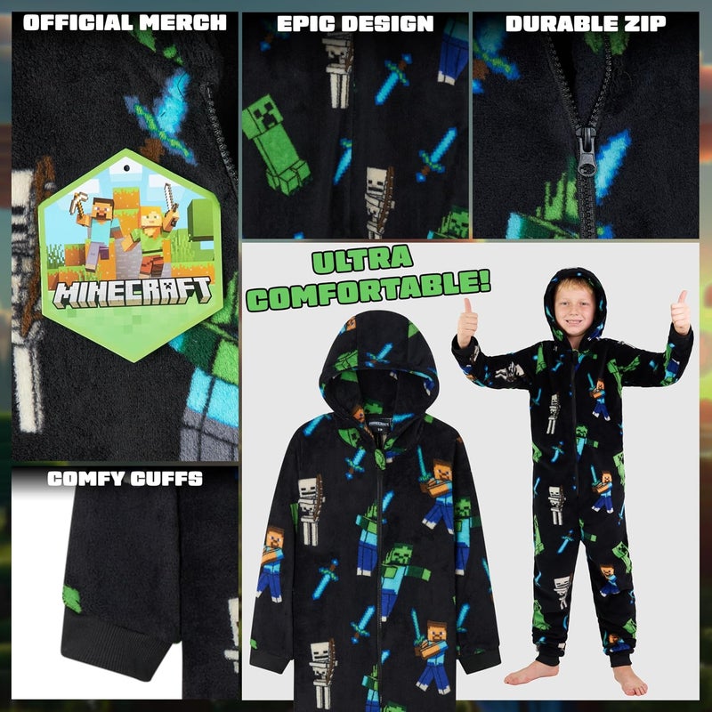 Minecraft boys One Piece Pajama Loungewear (pack of 1) - Image 3