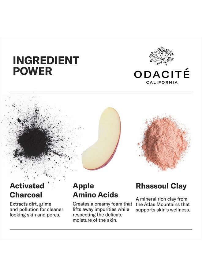 Odacite Odacité Facial Cleanser with Foam - Black Mint Activated Charcoal & Rhassoul Clay Glow Recipe - Facial Moisturizer with Deep Cleanse for Gentle Face Wash to Remove Dirt & Oil, 3.38 fl. oz. - Image 3