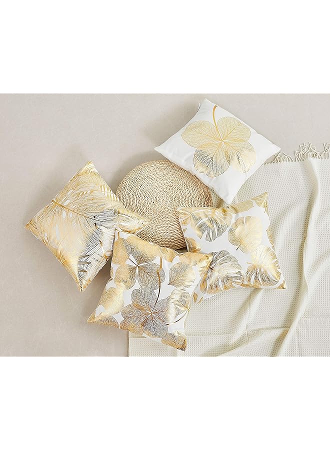 إيروريكس غطاء وسادة مزخرف بأوراق ذهبية مطبوعة مقاس 18 × 18 بوصة، مجموعة من 4 أغطية وسائد مربعة واقية، غطاء وسادة، ديكور منزلي للأريكة والسرير والكرسي والسيارة - Image 5