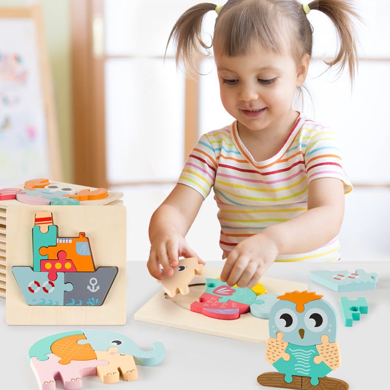 Wooden Baby Animal Three-Dimensional Puzzle Toy Building Blocks Assembling 2-5 Years Old Baby Early Education Educational Kindergarten Toys - Image 4