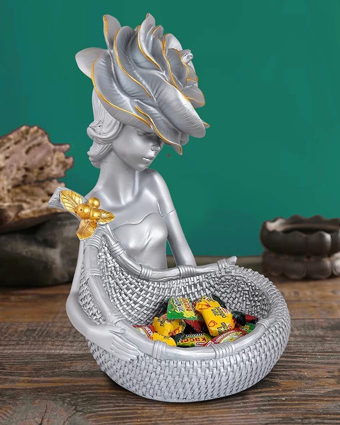 DECORATIVE FIGURINE VASE SET DIY HOME DECOR SILVER