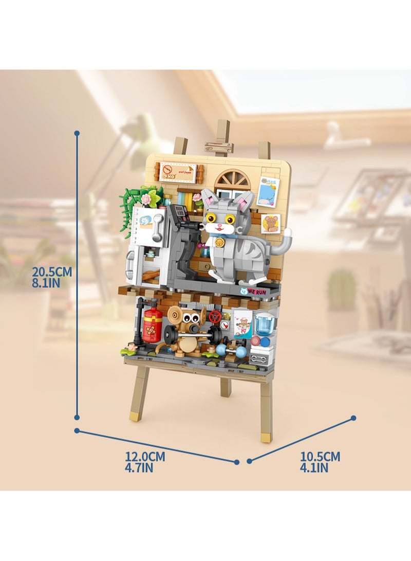 746pcs Fitness Kitten 3d Painting Model Set Building Blocks Creative Diy Simulation Collection Building Assembly Toys Children Adult Home Decorations - Image 2