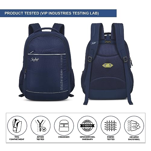 Skybags سايكباجز آيكون 01 22 لتر حقيبة ظهر عادية للكلية بمواصفات قياسية بأربع حجرات باللون الأزرق - Image 4