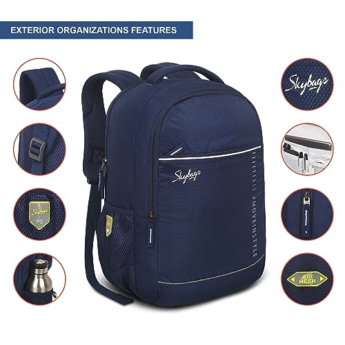 Skybags سايكباجز آيكون 01 22 لتر حقيبة ظهر عادية للكلية بمواصفات قياسية بأربع حجرات باللون الأزرق - Image 2