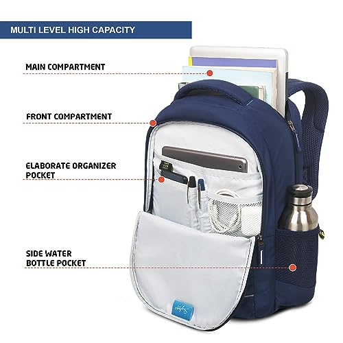 Skybags سايكباجز آيكون 01 22 لتر حقيبة ظهر عادية للكلية بمواصفات قياسية بأربع حجرات باللون الأزرق - Image 3