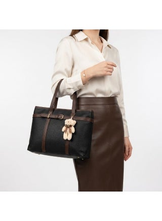 Women’s Large Tote Shoulder Bag with Long Handles and Front Buckle Detail – Practical Everyday Bag for Work, College, Shopping and Outings