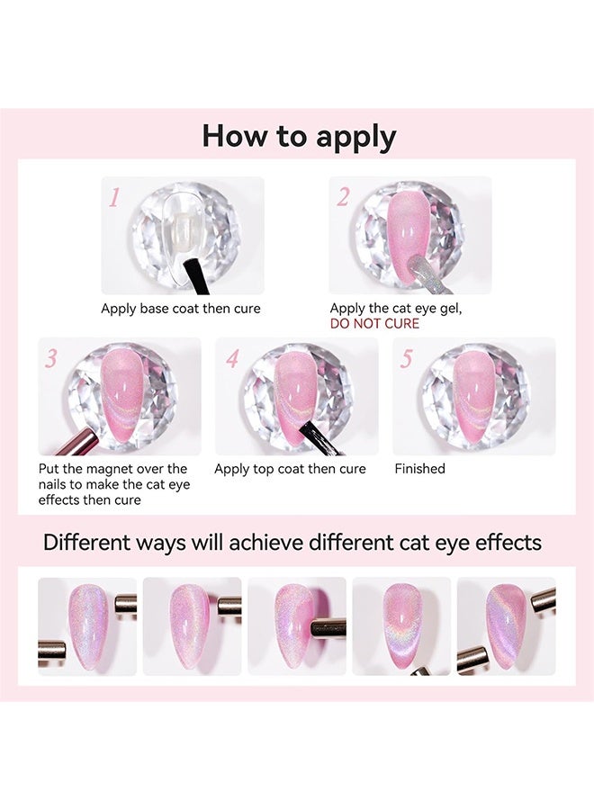 XEIJAYI Uv Led Gel Polish, Rainbow Cat Eye Gel Nail Polish 15ml Holographic Magnetic Effect High Shine Long Lasting Soak Off UV LED Quick Dry Self Leveling Glitter Nail Art Gel DIY Manicure Beauty Salon Quality - Image 4